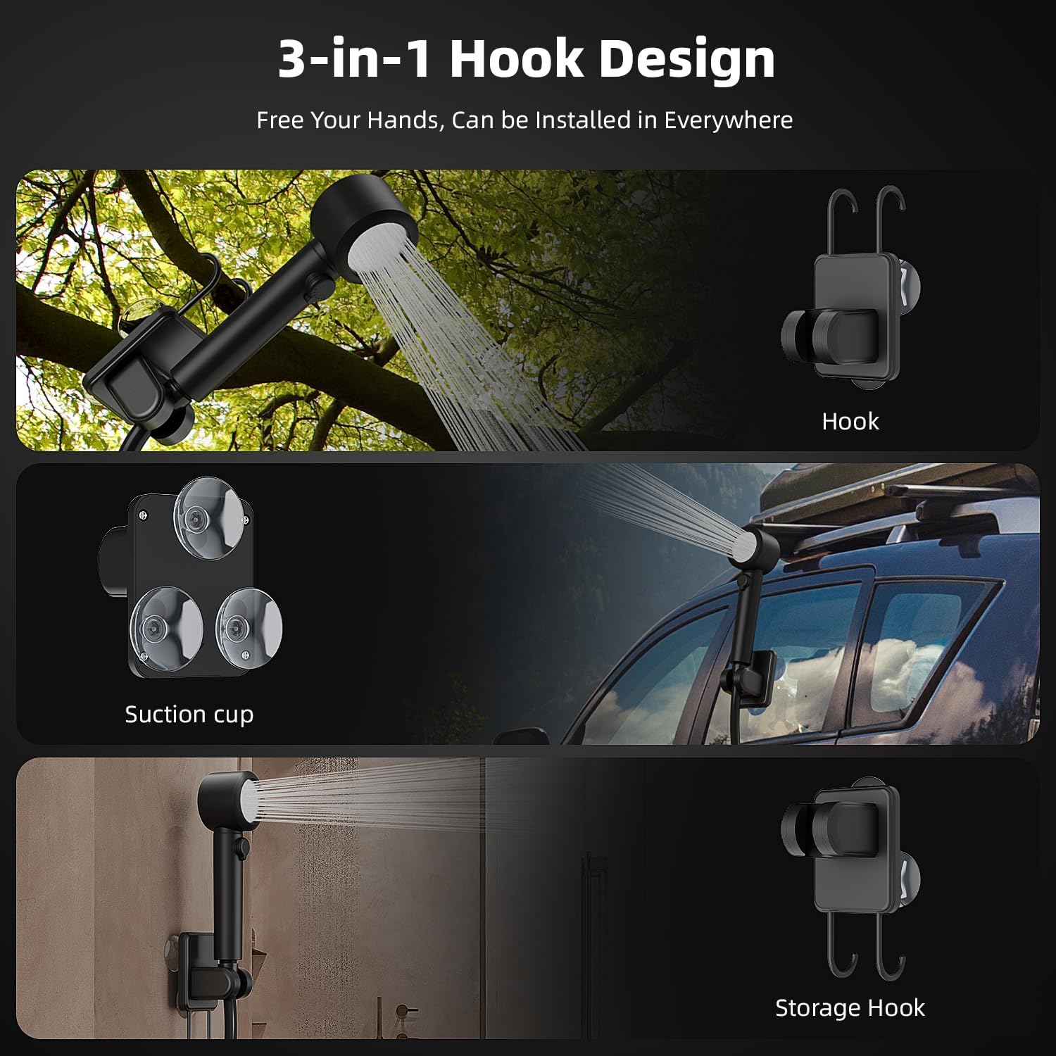 Moriko Portable Shower for Camping, 8000mAh Rechargeable Camping Shower Pump, 5 Shower Modes & IPX8 Waterproof, 5 Gallons Foldable Bucket, Outdoor Shower for Hiking, Travel, Car, Pet, Beach, RV, Boat Moriko Portable Shower for Camping, 8000mAh Rechargeable Camping Shower Pump, 5 Shower Modes & IPX8 Waterproof, 5 Gallons Foldable Bucket, Outdoor Shower for Hiking, Travel, Car, Pet, Beach, RV, Boat